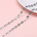 Textured stainless steel oval chain links for DIY jewelry necklaces - Oval Mesh Pattern Link / 1m/Pack (Width approx 5mm)