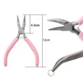 Precision mini jewelry pliers with pink non-slip handles for DIY beading and handmade crafts - Bent Nose Pliers / 1 Pack / Pink