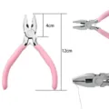 Miniature 12cm jewelry pliers with ergonomic pink handles for precision DIY crafting and beading - Mini Linesman Pliers / 1 Pack / Pink