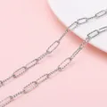 Textured silver stainless steel sunflower oval link chain for DIY jewelry accessory - 1.0 Long Buckle Gypsophila Chain / 1 Meter/Pack (4x12mm)