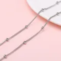 Silver stainless steel satellite bead chain for DIY jewelry making accessories - 0.6 Side Bead Wrap Chain / 1m/Pack (Width approx 2.1mm)