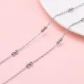 High quality silver stainless steel beaded chain for DIY jewelry necklace making - 0.4 Flat Cross Double Bead Chain / 1 Meter/Pack (Width approx. 1.5mm)