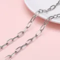 Polished silver stainless steel paperclip chain for DIY jewelry making accessories - 1.5 Long O-Chain / 1 Meter/Pack (6x13mm)