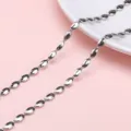 High polished silver stainless steel coffee bean link chain for DIY necklace making - 4.0 Coffee Bean Chain / 1 Meter/Pack (Width approx. 4mm)