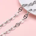 High-quality silver stainless steel anchor chain links for DIY necklace and bracelet jewelry making - 8.0 Anchor Style Pig Nose Link Chain / 1 Meter/Pack (Width approx. 8mm)
