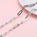 Silver stainless steel paperclip chain for DIY jewelry making accessories - Flat Wire Link Chain (5.5x15mm) / 1m/Pack