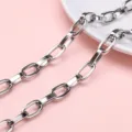 Polished stainless steel silver link chain for DIY jewelry making and bracelets - Flat Wire Link Chain (8.5x15mm) / 1m/Pack