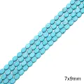Perles ovales en turquoise bleue de 7x9mm pour la création de bijoux DIY artisanaux - Petites Perles Ovales 7x9mm Diamètre Du Trou Environ 1mm 38cm/paquet Environ 44 Perles.
