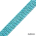 Perles cylindriques en turquoise bleue pour la création de bijoux DIY taille 4x8mm - Perles En Forme De Grains De Riz 4x8mm Diamètre Du Trou Env. 1mm 38cm/paquet Environ 47 Perles.