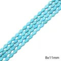 Perles turquoise en forme de goutte 8x11mm pour la création de bijoux DIY manuel - Forme De Goutte Plate 8x11mm Ouverture Env. 1mm 38cm/paquet Environ 34 Pièces.