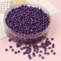 Vibrant purple metallic glass seed beads in transparent box for DIY jewelry crafts - Silver Lilac