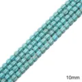 Perles rondes bleu turquoise 10mm avec motif de grille dorée gravé pour bijoux DIY - Perles Citrouille Diamètre 10 Mm Trou D'environ 1 Mm 38 Cm/paquet Environ 40 Perles.