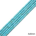 Perles de pierre rondelle turquoise bleu 4x6mm pour fabrication de bijoux et colliers - Petits Grains De Boulier 4x6mm Diamètre Du Trou Env. 1mm 38cm/paquet Environ 91 Grains.