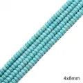 Perles rondes plates en turquoise bleu 4x8mm pour création de bijoux DIY - Perles D'abaque 4x8mm Diamètre Du Trou Env. 2mm 38cm/paquet Environ 78 Perles.