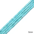 Perles cubes carrées en turquoise bleue de 5mm pour la création de bijoux faits à la main - Petits Carrés 5 Mm De Diamètre Trou D'environ 1 Mm 38 Cm/paquet Environ 73 Pièces.