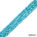 Perles cubes en turquoise bleue de haute qualité pour bijoux DIY, cordon de taille 8x8mm. - Perles Carrées (enfilées En Diagonale) 8x8mm Diamètre Du Trou Env. 1mm 38cm/paquet Environ 52 Perles.