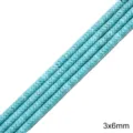 Perles vagues turquoise bleu ciel 3x6mm pour accessoires bijoux DIY - Tube Rond À Bord Ondulé 3x6mm Ouverture Env. 1mm 38cm/paquet Environ 131 Pièces.