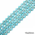 Perles ovales turquoise bleu 15x20mm pour la création de bijoux et colliers artisanaux - Papillon 15x20mm Diamètre Du Trou Env. 1mm 38cm/paquet Environ 35 Pièces.