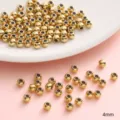 4mm gold-plated stainless steel round spacer beads for handmade DIY jewelry making - 4mm (Hole approx 1.5mm) 10 Pieces/Pack / Gold