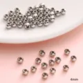 Premium 4mm stainless steel round spacer beads for DIY handmade jewelry crafts - 4mm (Hole approx 1.5mm) 50 Pieces/Pack / Steel