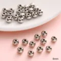 6mm polished stainless steel round spacer beads for DIY handmade jewelry making - 6mm (Hole approx 2mm) 30 Pieces/Pack / Steel