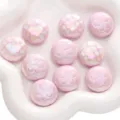 Pink heart and flower acrylic UV plated beads for DIY jewelry making accessories. - Round Disc Floral / 2 Pieces/Pack / Setting Powder