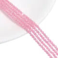 Faceted pink synthetic crystal round beads for DIY jewelry making, necklace accessories - 1 Strand (Approx 120 Pieces) / Pink / 3mm