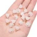 Colgantes de cristal rosa con forma de lirio para creación de joyas artesanales - Lirio de los Valles / 11x7mm (5 Piezas/Paquete) / Blanco