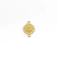 Connettore pendente fiore rotondo in lega d'oro vintage per forcine e gioielli fai da te - Tondo a Doppio Foro / 13x20mm (10 Pezzi/Confezione) / Oro