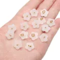 Pendentifs fleurs blancs translucides avec anneaux dorés pour bijoux DIY - Fleur de Poirier / 13mm (Lot de 5) / Blanc
