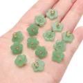 Perles en verre imitation jade en forme de fleur verte pour la création de bijoux DIY - Fleur de Poirier / 13mm (Lot de 5) / Vert