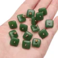 Perles carrées en jade de verre vert avec boucles dorées pour bijoux faits à la main. - Carré Plat / 12mm (5 pcs) / Vert