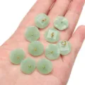 Boutons et pendentifs en verre vert pâle imitation jade pour bijoux faits main - Feuille de Lotus / 16mm (5 Pièces/Paquet) / Vert clair