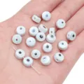 Perles en céramique œil bleu clair de qualité pour la création de bijoux DIY - Perle Ronde Plate Œil Diabolique (8x5mm)