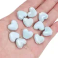 Perles en céramique bleu clair en forme de cœur pour la fabrication de bijoux DIY - Style Grande Forme Cœur (15x13mm)