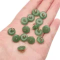 Pendentifs boucle Ping'an en verre imitation jade vert avec anneaux dorés pour DIY - Boucle de sécurité / 12mm (5 pcs) / Vert