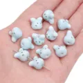 Mignonnes perles en céramique bleu clair en forme de chat pour la création de bijoux DIY faits main - Petite Tête de Lapin (12x11mm)