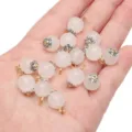 Pendentifs en perles de verre imitation jade blanc avec calottes argentées - Lanterne / 10mm (5 Pièces/Paquet) / Blanc