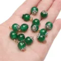 Breloques en perles de verre imitation jade vert pour fabrication de bijoux DIY artisanaux - Lanterne / 10mm (5 Pièces/Paquet) / Vert