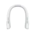Portable USB rechargeable bladeless neck fan with 100 speeds in sleek white silicone design - White