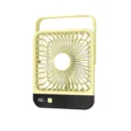 Hellgelber tragbarer, ultradünner Desktop- und Hängeventilator mit LED-Batterieanzeige - Beige
