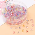 Bunte transparente Acrylperlen in Erdnussform im runden Behälter für DIY-Schmuck - Ca. 100 Stück (4x6mm) / Kerngefärbt Zufällige Mischfarben
