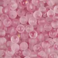 Macro view of pink frosted glass beads with gold glitter and bubble texture details. - Round Bead Style (BBD227) / 8mm (50pcs/Pack) / Rose Purple