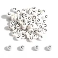 Round white acrylic alphabet beads with black letter C for DIY jewelry making crafts - Letter C / 100 Pieces/Pack (4x7mm) / White Base Black Font