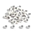 Circular white acrylic letter beads featuring black letter D for DIY jewelry making crafts - Letter D / 100 Pieces/Pack (4x7mm) / White Base Black Font