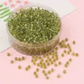 Cuentas de cristal verde oliva con núcleo de plata para creación de joyas DIY - Verde Hierba Plateado