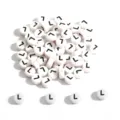 Premium round white acrylic letter L beads for DIY jewelry making and hobby crafts - Letter L / 100 Pieces/Pack (4x7mm) / White Base Black Font