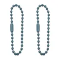 Set of two teal painted iron ball chain loop connectors for DIY jewelry and keychains - 10 Pieces/Pack (2.4mm x 12cm) / 孔蓝色