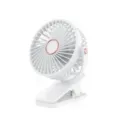 Tragbarer weißer Clip-Ventilator mit roségoldenen Akzenten für Schreibtisch und Wand - Stecker-Modell / Weiß