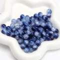 Runde blau-weiße Krackel-Glasperlen für die handgefertigte DIY-Schmuckherstellung - 10mm (Apertur 1.5mm) / 20er Set / Königsblau Mix